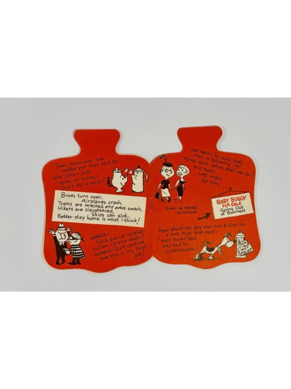 Vintage Gibson Get Well Card Shaped Like A Red Hot Water Bottle With Jokes & Ill